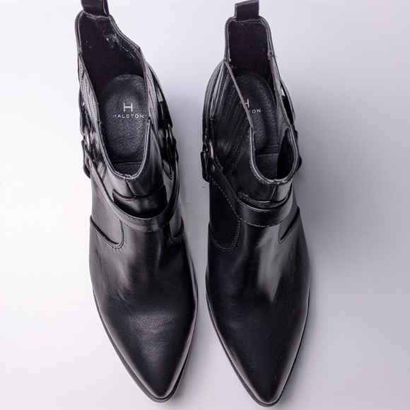Black ankle moto pointed boots by Halston - Picture 4 of 5